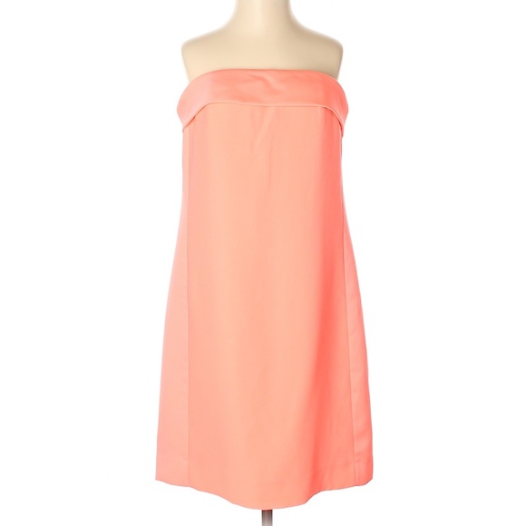 Neon Coral Strapless Dress